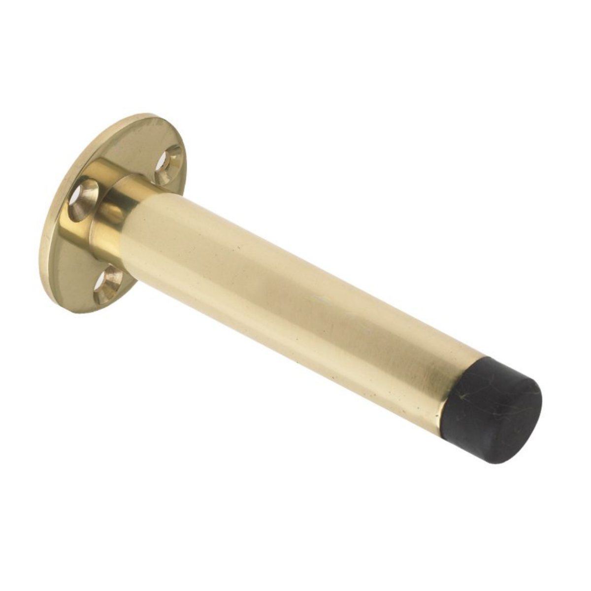 IRONZONE WDS090PB Projection Skirting Door Stop On Rose 90mm - Polished Brass