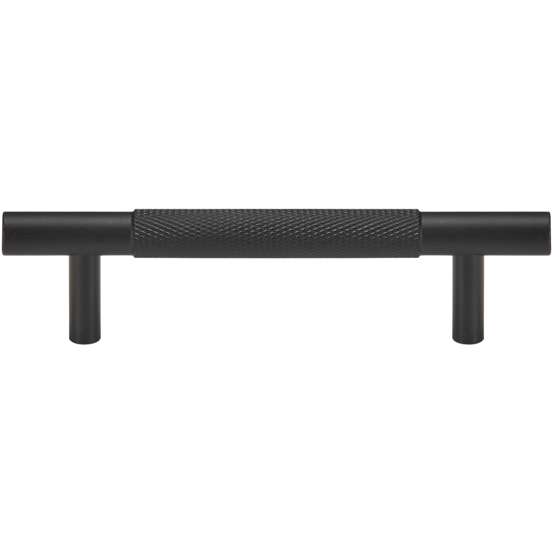 Acre & Clutton Westbrook Knurled Solid Brass Cabinet Handle, 128mm Center-to-Center, 165mm Overall, Matt Black