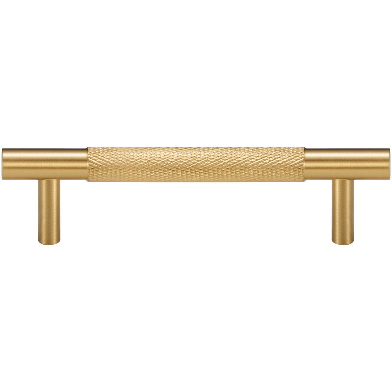 Acre & Clutton Westbrook Knurled Solid Brass Cabinet Handle, 128mm Center-to-Center, 165mm Overall, Satin Brass