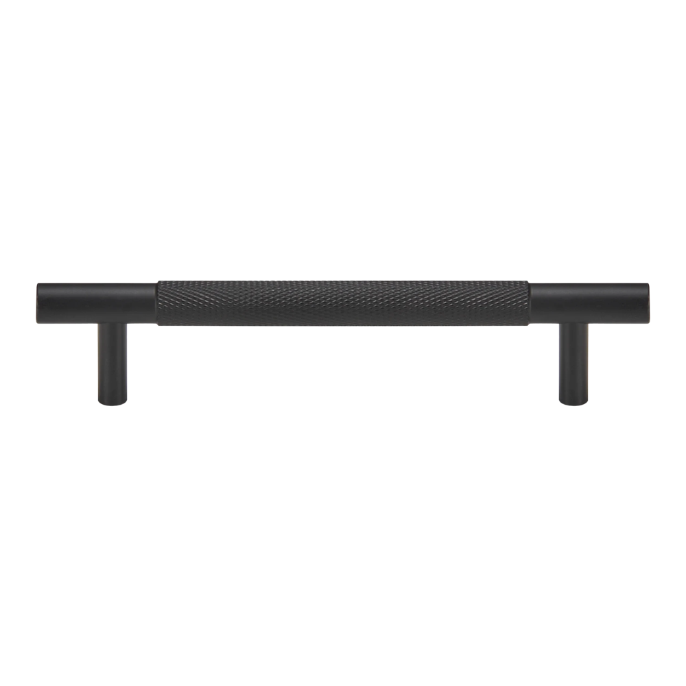 Acre & Clutton Westbrook Knurled Solid Brass Cabinet Handle, 160mm Center-to-Center, 200mm Overall, Matt Black
