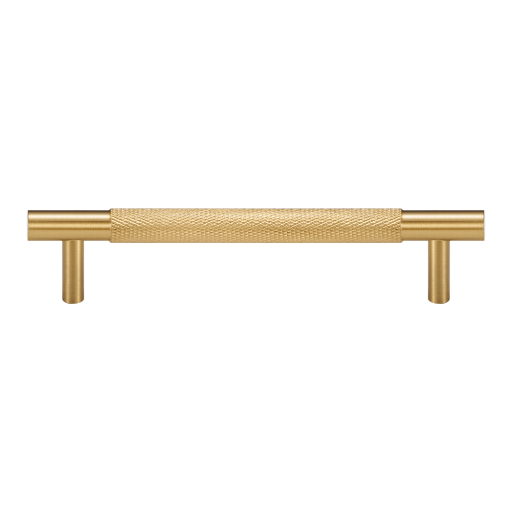 Acre & Clutton Westbrook Knurled Solid Brass Cabinet Handle, 160mm Center-to-Center, 200mm Overall, Satin Brass