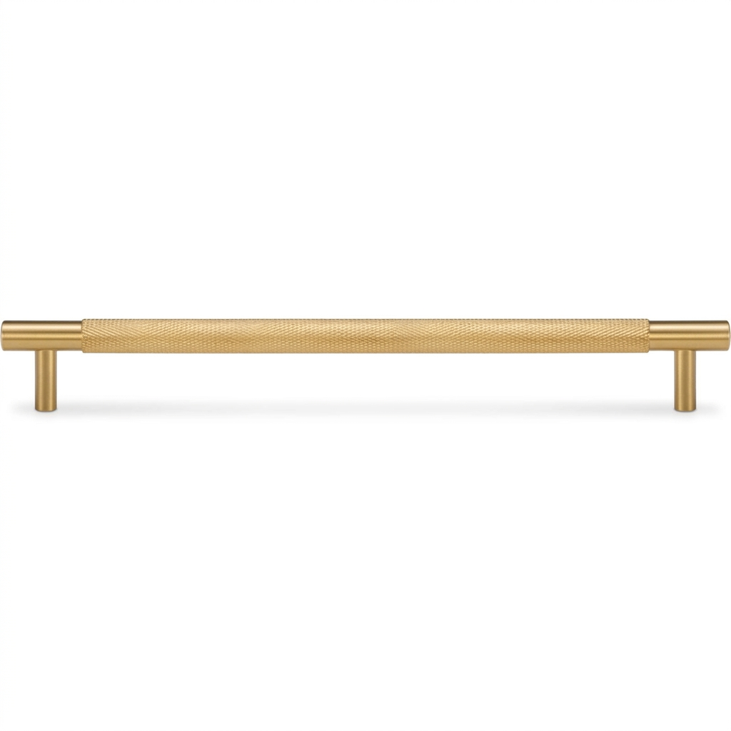 Acre & Clutton Westbrook Knurled Solid Brass Cabinet Handle, 224mm Center-to-Center, 280mm Overall, Satin Brass