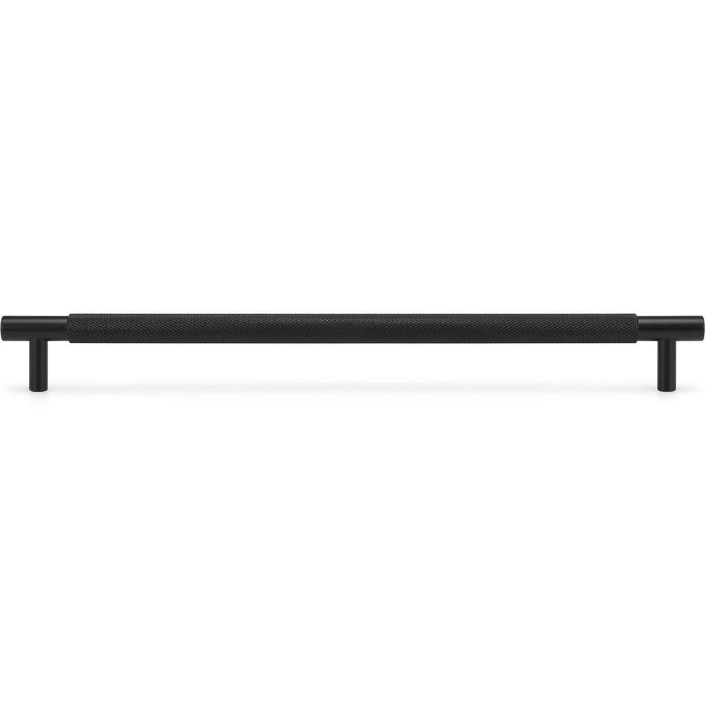 Acre & Clutton Westbrook Knurled Solid Brass Cabinet Handle,256mm Center-to-Center, 330mm Overall, Matt Black