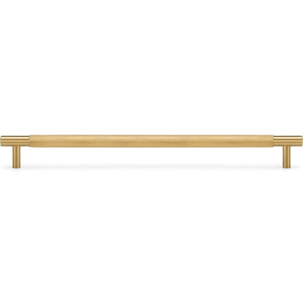 Acre & Clutton Westbrook Knurled Solid Brass Cabinet Handle,256mm Center-to-Center, 330mm Overall, Satin Brass