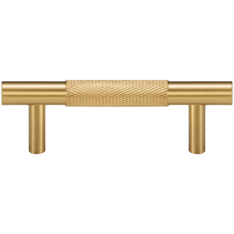 Acre & Clutton Westbrook Knurled Solid Brass Cabinet Handle, 96mm Center-to-Center, 130mm Overall, Satin Brass