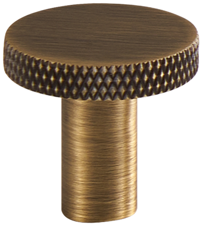Acre & Clutton Westbrook Knurled Solid Brass Cabinet Knob 25mm Antique Brass