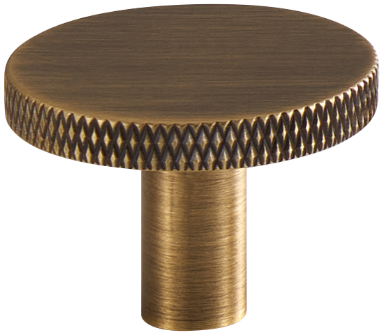 Acre & Clutton Westbrook Knurled Solid Brass Cabinet Knob 35mm Antique Brass