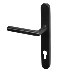 BLU, Mitre Lever Door Handle, 125mm spindle & spring cassettes, 316 Stainless Steel, PVD Satin Black. KM078B-KIT-PBK