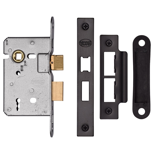 York YKSL32N-BLK New 3 Lever Sash Lock 64mm Blk Matt Black