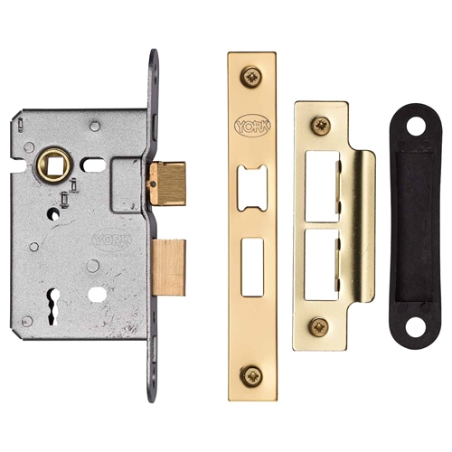 York YKSL32N-PB New 3 Lever Sash Lock 64mm Pb Polished Brass