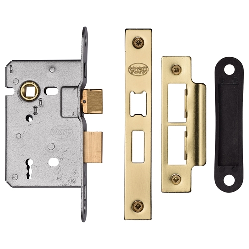 York YKSL32N-SB New 3 Lever Sash Lock 64mm Sb Satin Brass