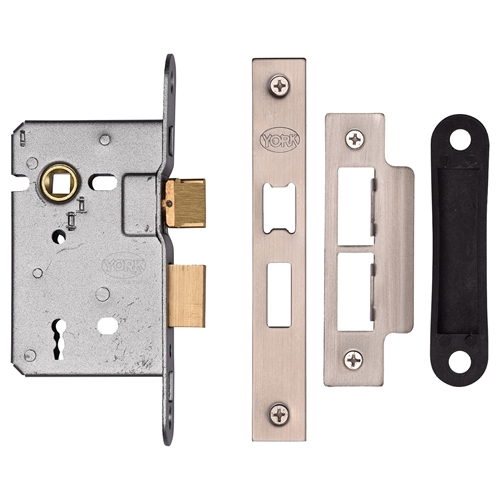 York YKSL32N-SN&SC New 3 Lever Sash Lock 64mm Sn&Sc Satin Nickel