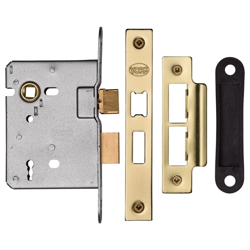 York YKSL33N-SB New 3 Lever Sash Lock 76mm Sb Satin Brass