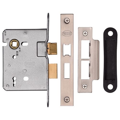 York YKSL33N-SN&SC New 3 Lever Sash Lock 76mm Sn&Sc Satin Nickel