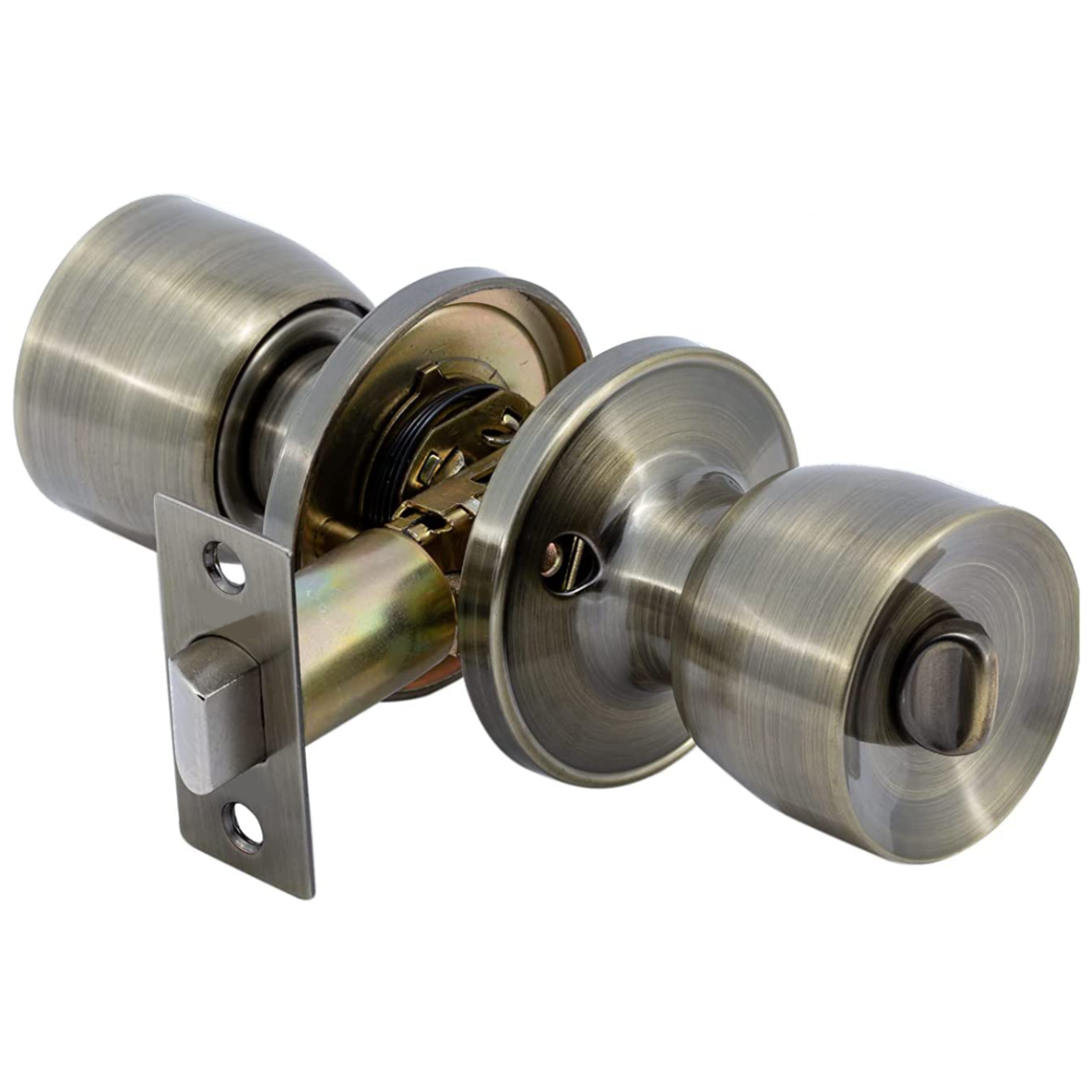 YALE YKS-BAT Tulip Design Bathroom Knob Set, with Turn Snib Locking Mechanism - Antique Brass
