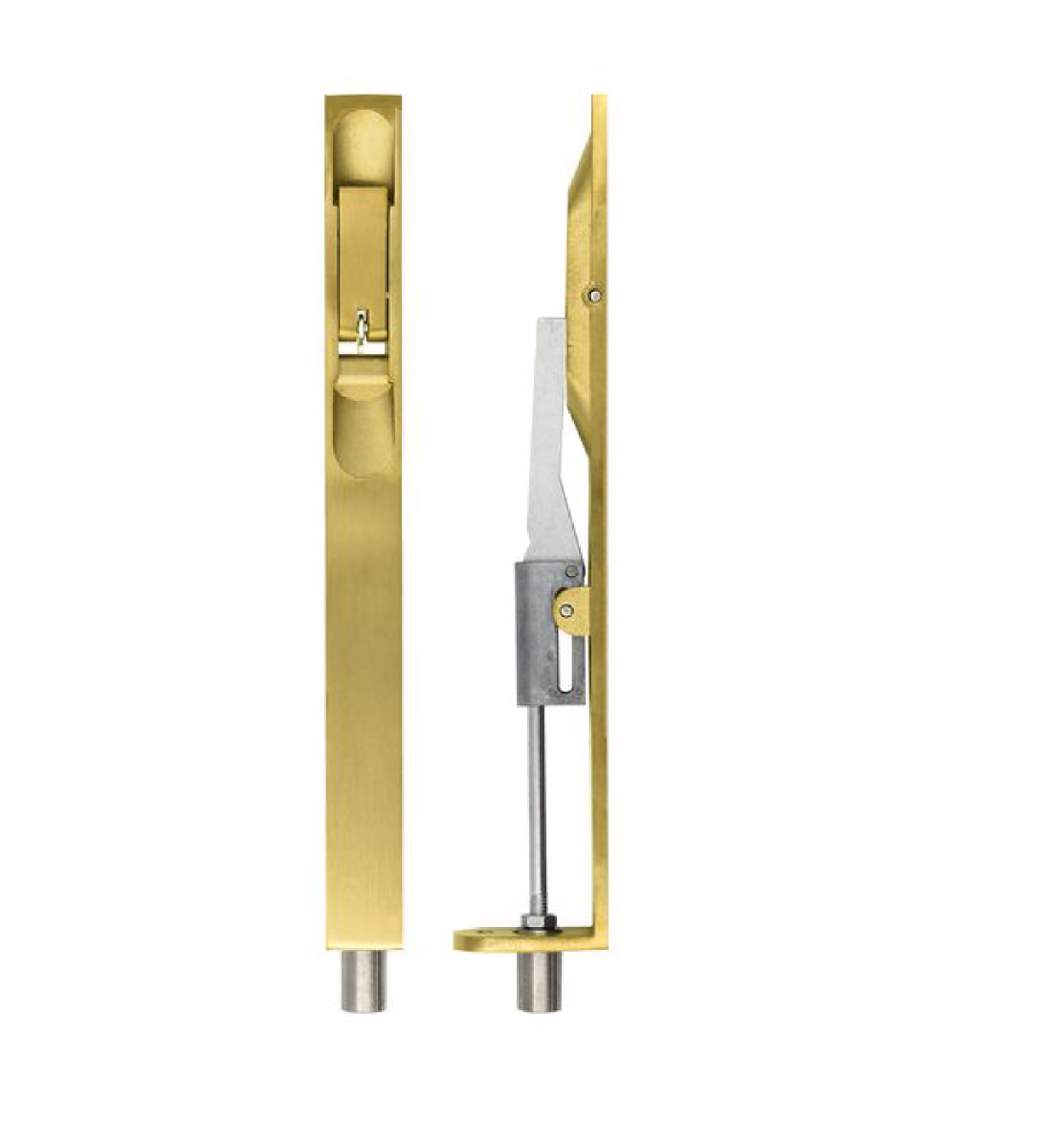 Zoo Hardware ZAS03-PVD-SB Door Handle Action Flush Bolt - Square 20 x 200mm - PVD Satin Brass