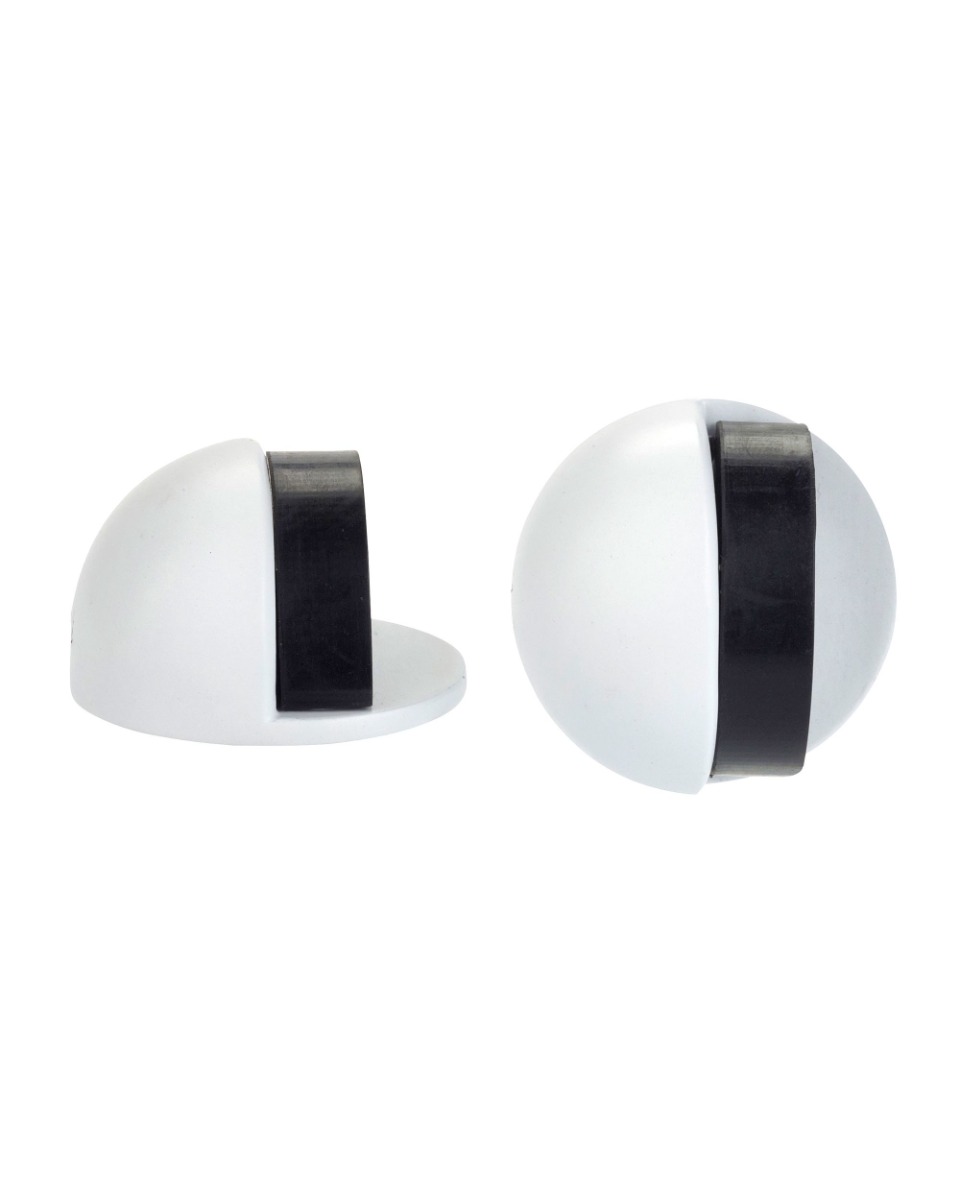 Zoo Hardware ZAS06-PCW Door Stop - Floor Mounted Oval - 45mm dia -  White finish