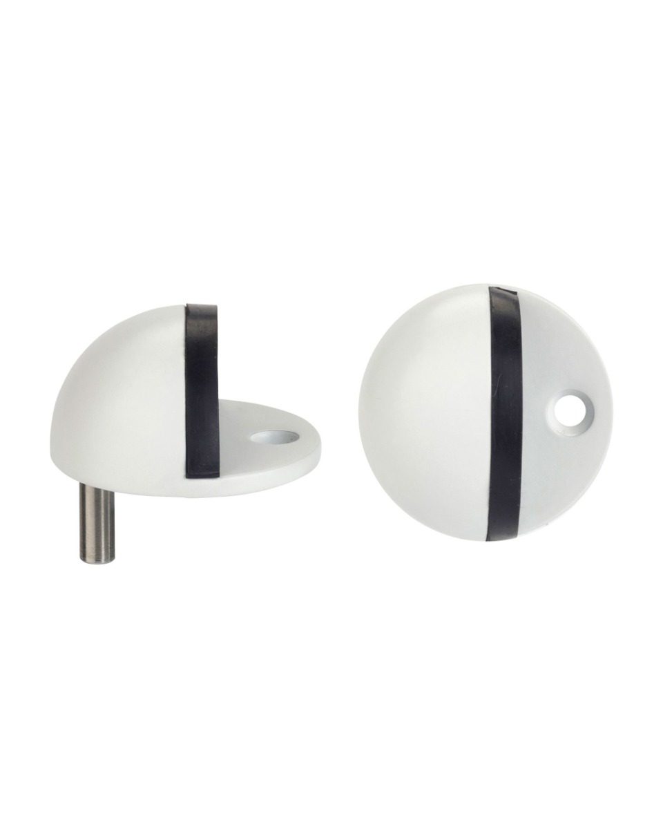 Zoo Hardware ZAS06B-PCW Door Stop Floor Mounted - Oval -  Powder Coated Matt White