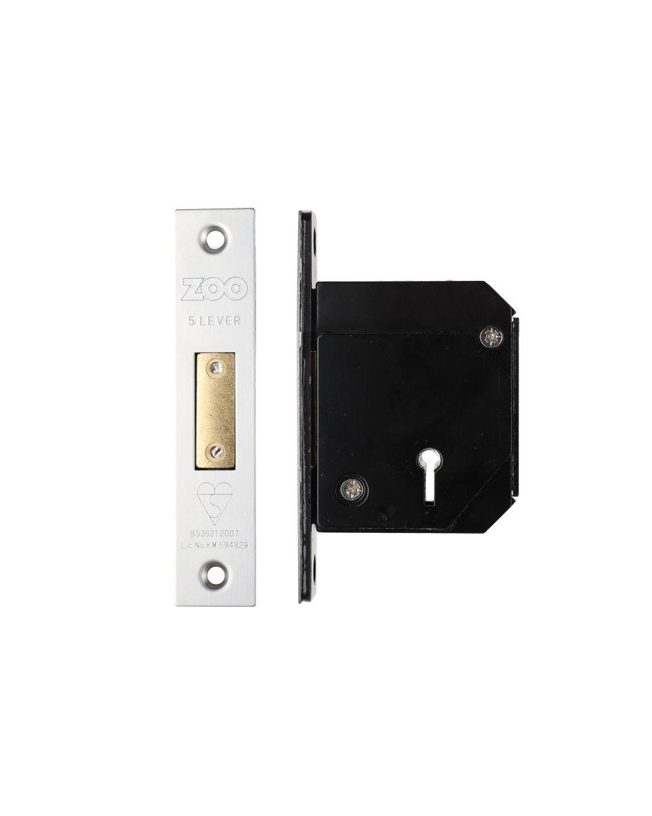 Zoo Hardware ZBSCD67SSKA36 British Standard 5 Lever Deadlock - 67mm c/w Esc - Keyed Alike - Chubb Retro Fit 3G114 Satin Stainless