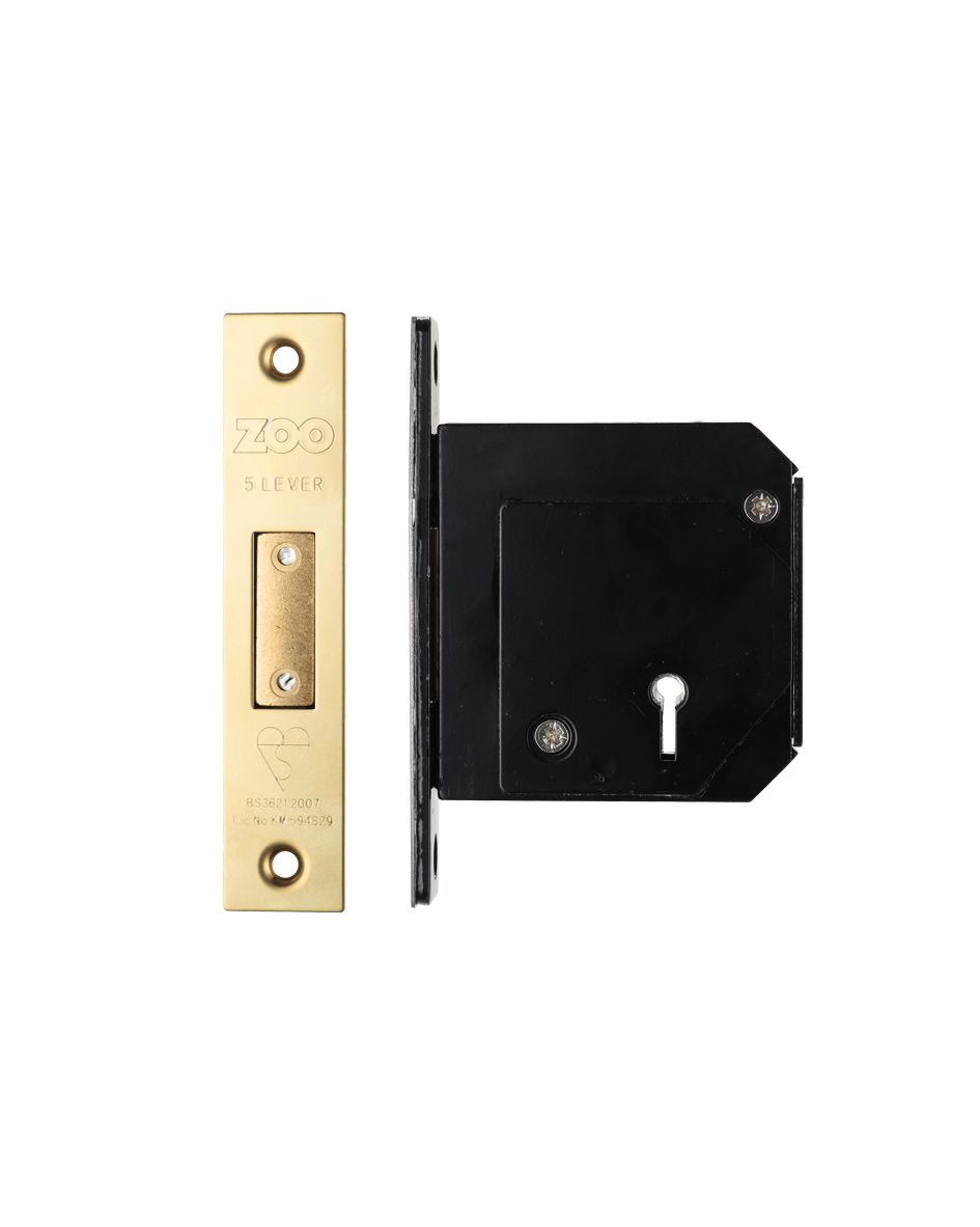 Zoo Hardware ZBSCD80PVDKA British Standard 5 Lever Deadlock - 80mm c/w Esc - Keyed Alike - Chubb Retro Fit 3G114 Pvd
