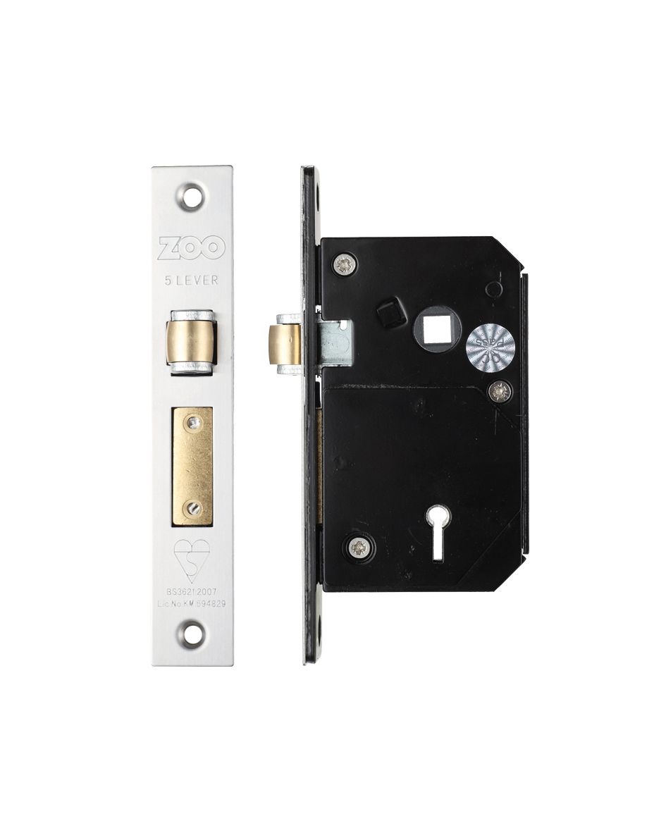 Zoo Hardware ZBSCS67SSKA36 British Standard 5 Lever Roller Sashlock - 67mm - Keyed Alike - Chubb Retro Fit 3K74 Satin Stainless
