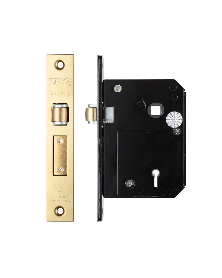 Zoo Hardware ZBSCS80PVDKA British Standard 5 Lever Roller Sashlock - 80mm - Keyed Alike - Chubb Retro Fit 3K74 Pvd