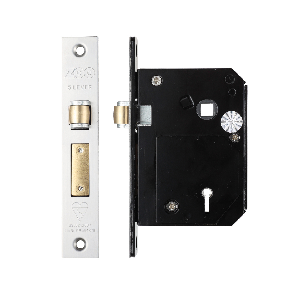 Zoo Hardware ZBSCS80SS British Standard 5 Lever Roller Sashlock - 80mm - Chubb Retro Fit 3K74 Satin Stainless