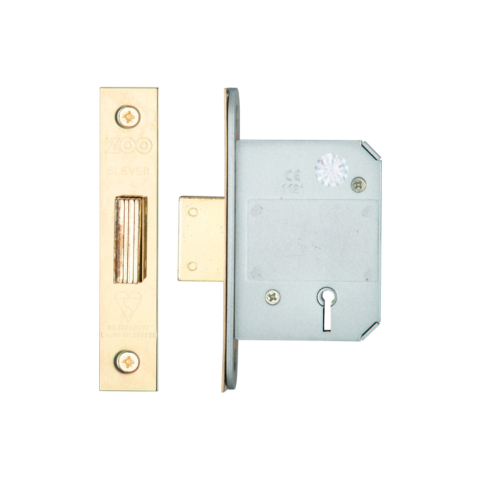Zoo Hardware ZBSD64PVD British Standard 5 Lever Deadlock - 64mm Pvd