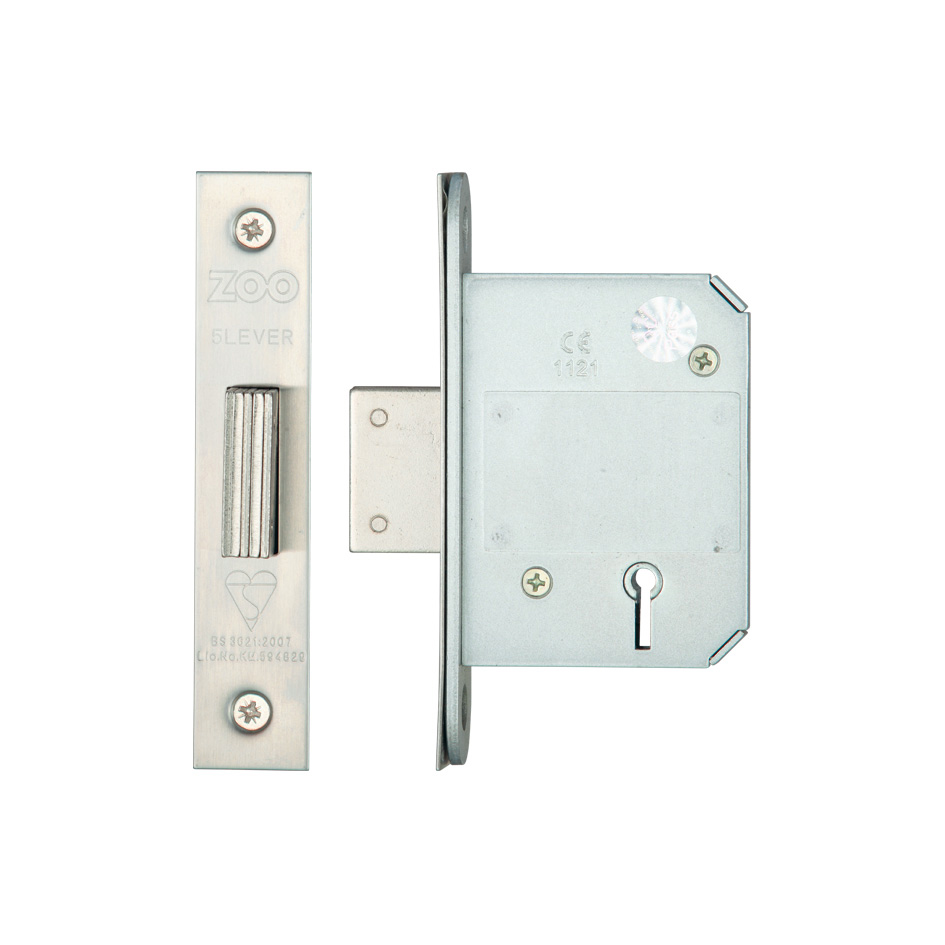 Zoo Hardware ZBSD64SS British Standard 5 Lever Deadlock - 64mm Satin Stainless