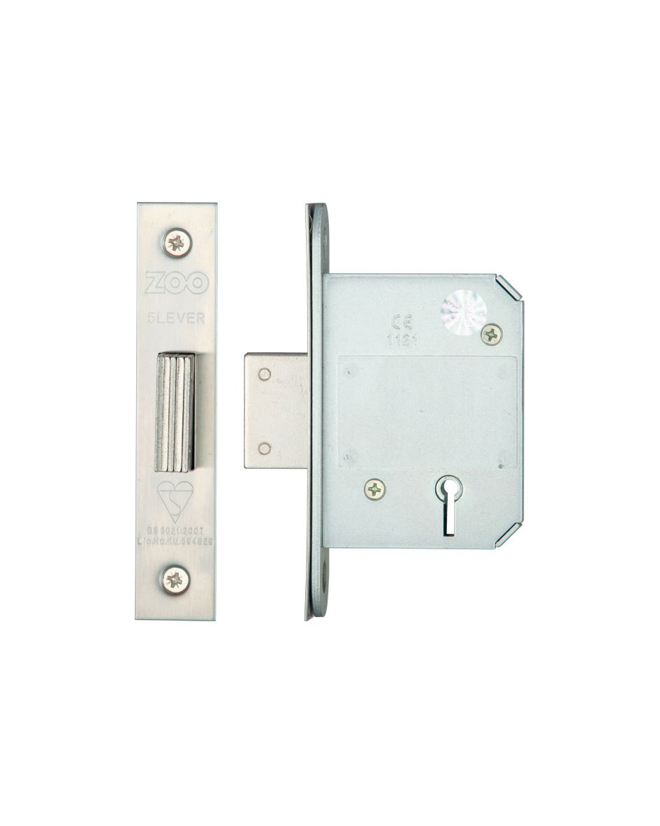 Zoo Hardware ZBSD64SSKA British Standard 5 Lever Deadlock - 64mm - Keyed Alike Satin Stainless