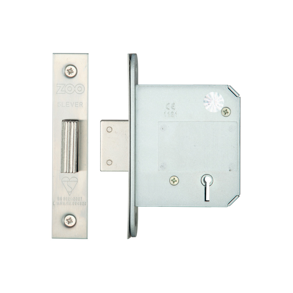 Zoo Hardware ZBSD76SS British Standard 5 Lever Deadlock - 76mm Satin Stainless
