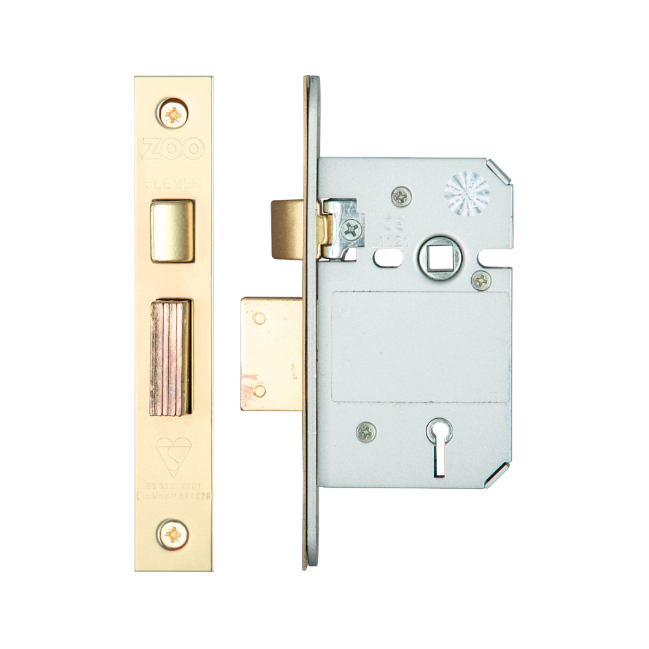 Zoo Hardware ZBSS64PVD British Standard 5 Lever Sashlock - 64mm Pvd