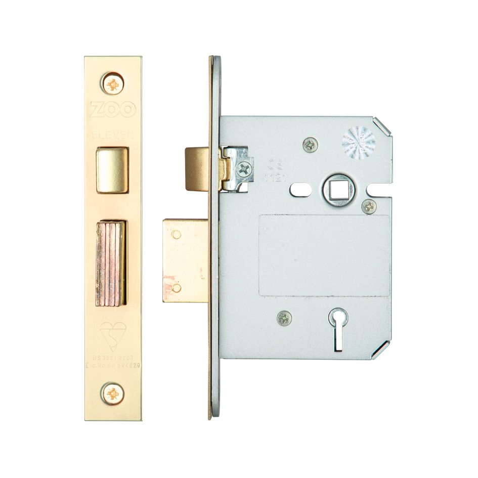 Zoo Hardware ZBSS76PVDKA25 British Standard 5 Lever Sashlock - 76mm - Keyed Alike Pvd