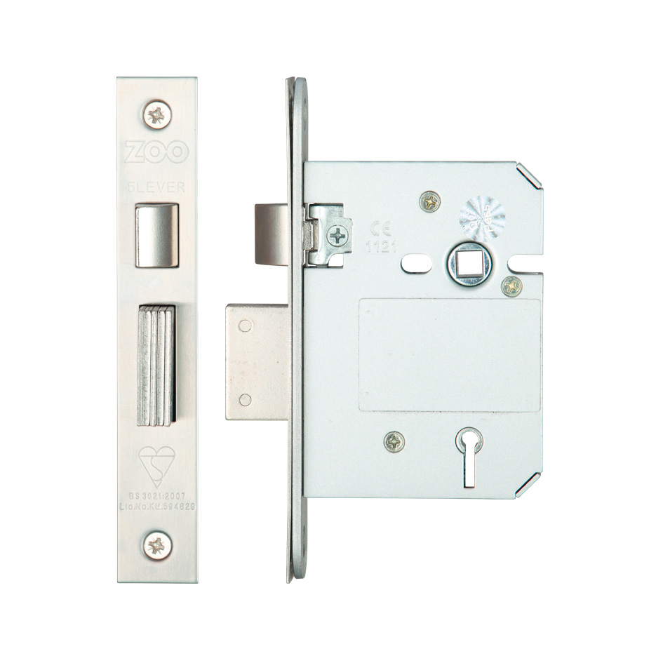 Zoo Hardware ZBSS76SSKA25 British Standard 5 Lever Sashlock - 76mm - Keyed Alike Satin Stainless