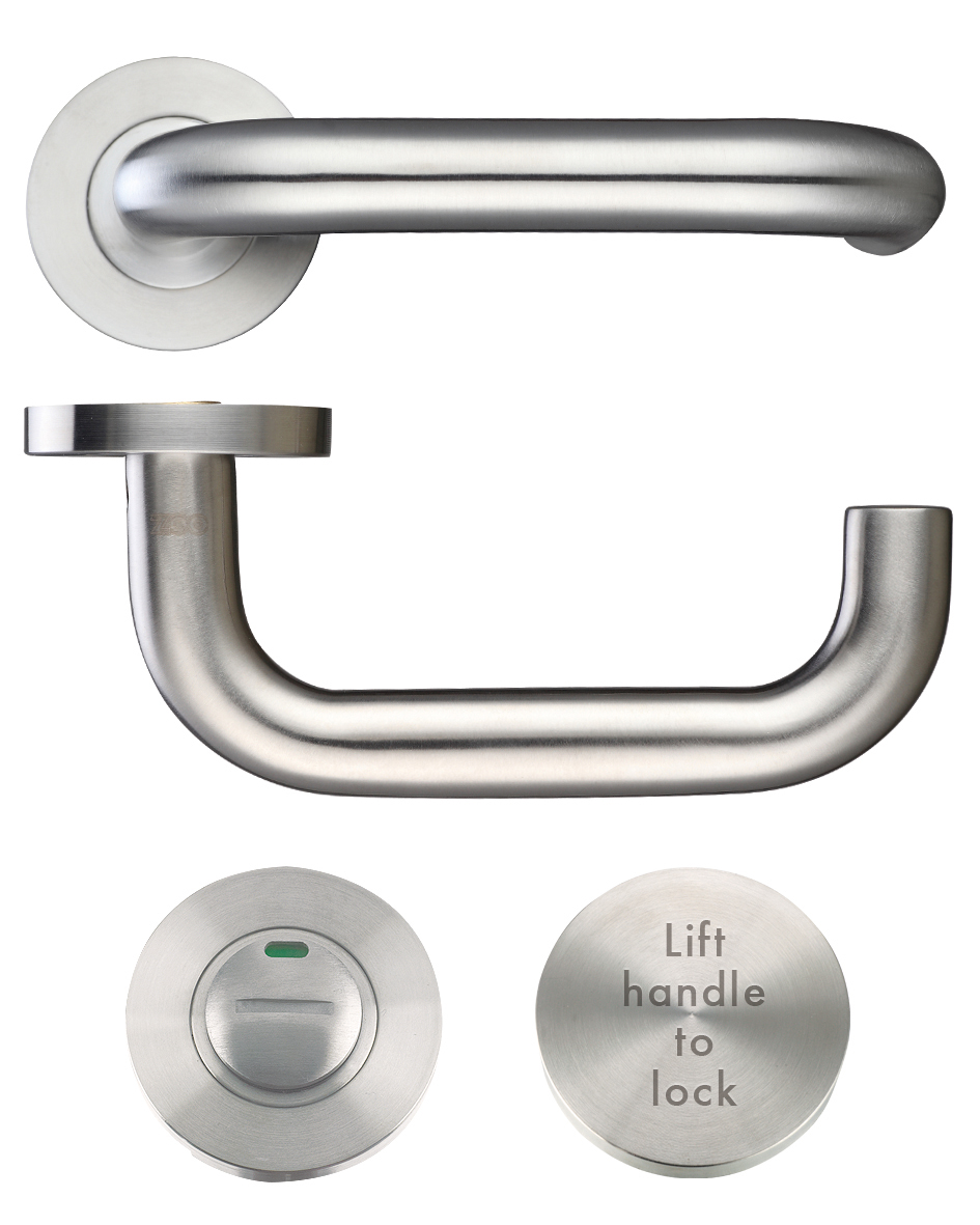 Zoo Hardware ZCS030LLSS 19mm Lift to Lock Tubular Return to Door Lever set -Push On Rose - Grade 304 Satin Stainless
