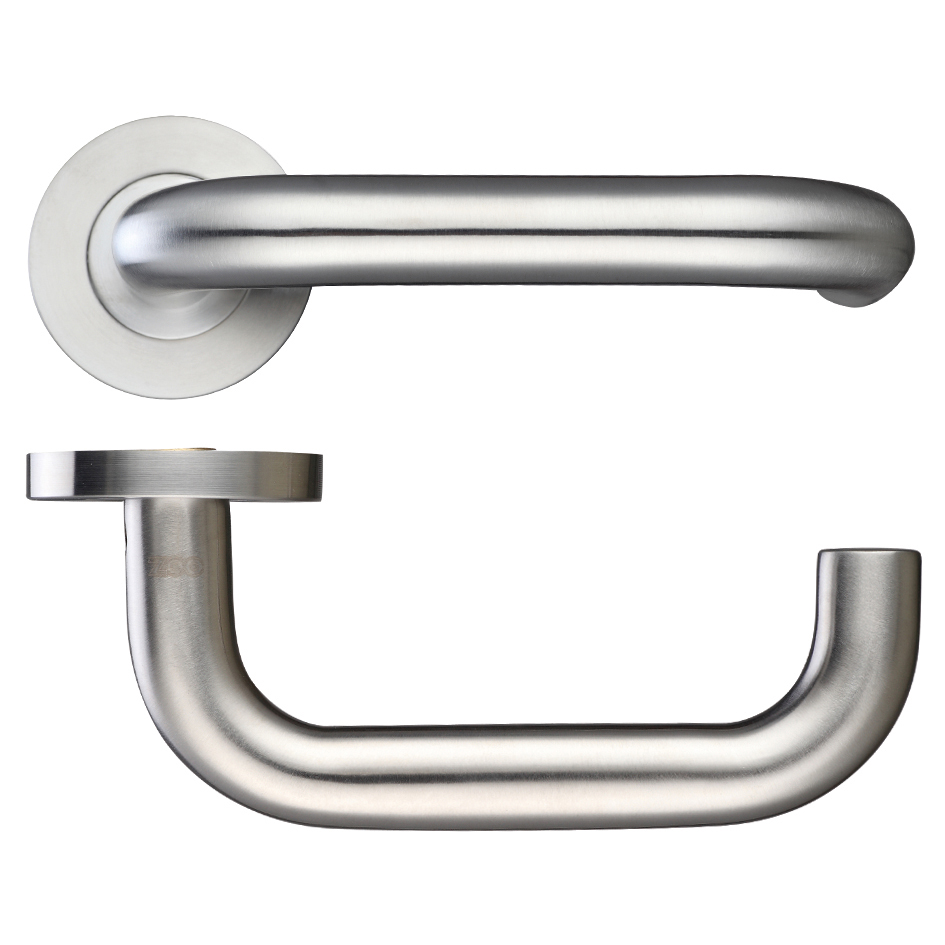 Zoo Hardware ZCS030SS 19mm Tubular Return to Door Lever -Push On Rose - Grade 304 Satin Stainless