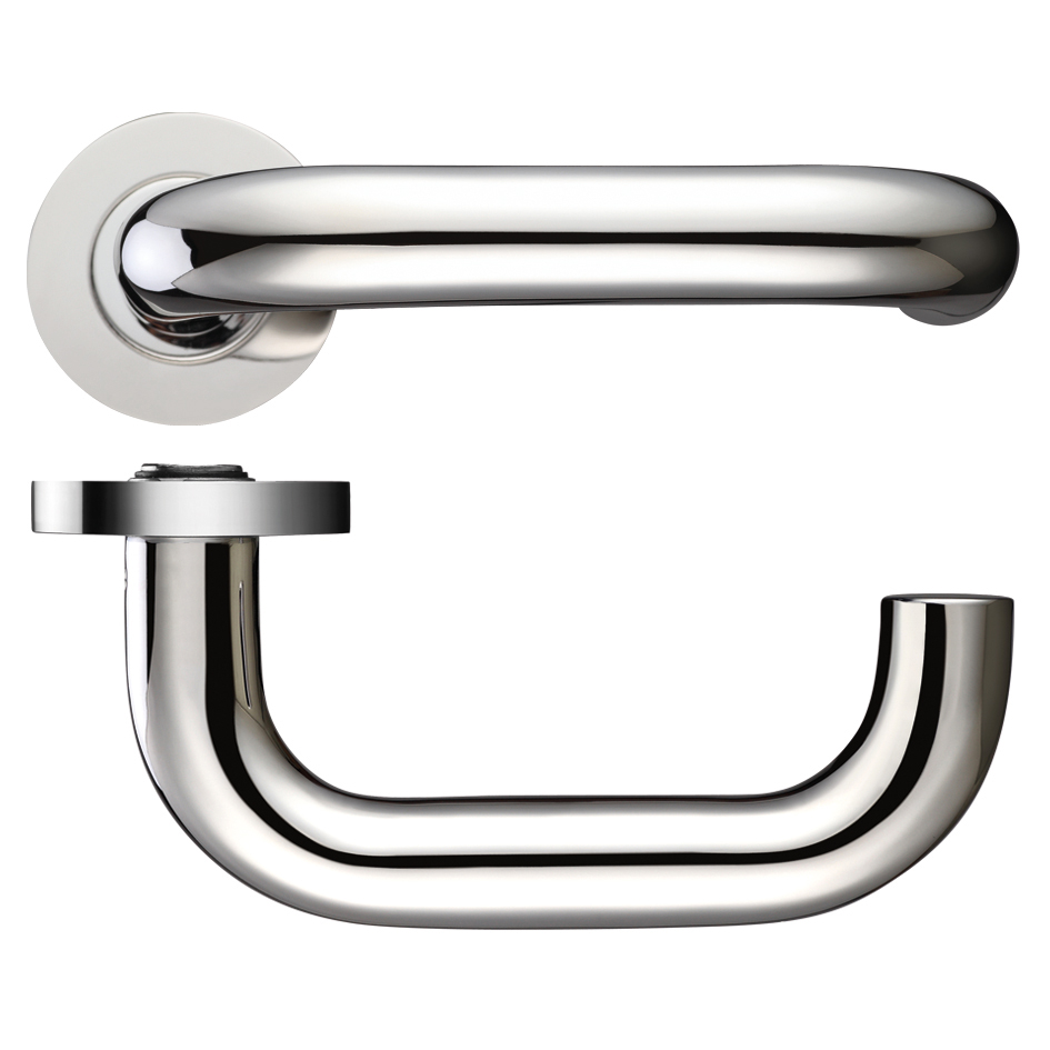 Zoo Hardware ZCS080PS 22mm Return to Door Lever Door Handle on Round Rose Polished Stainless