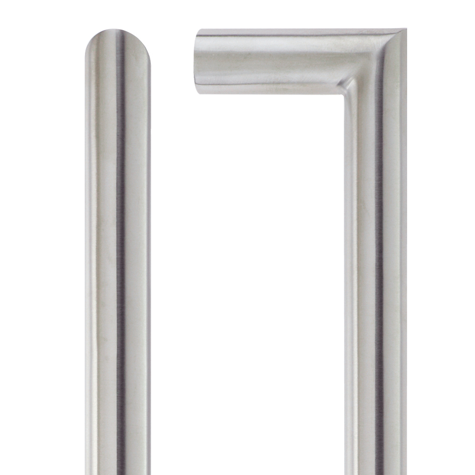 Zoo Hardware ZCS2M150BS 19mm Mitred Pull Handle - 150mm Centers - Grade 201 - Bolt Through Fixings Satin Stainless