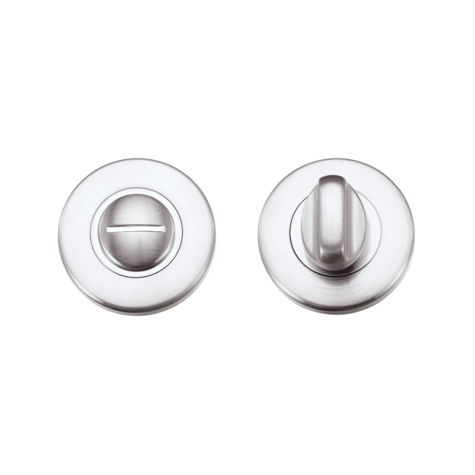 Zoo Hardware ZCZ004SC Turn and Release complete with escutcheons and 5mm spindle 52mm dia Satin Chrome