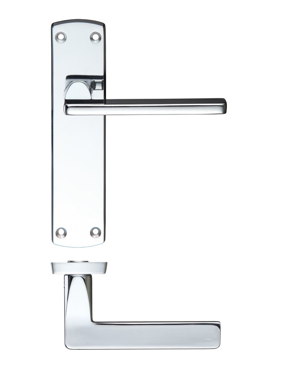 Zoo Hardware ZCZ012CP Leon Lever Latch On Backplate 170mm x 40mm Polished Chrome