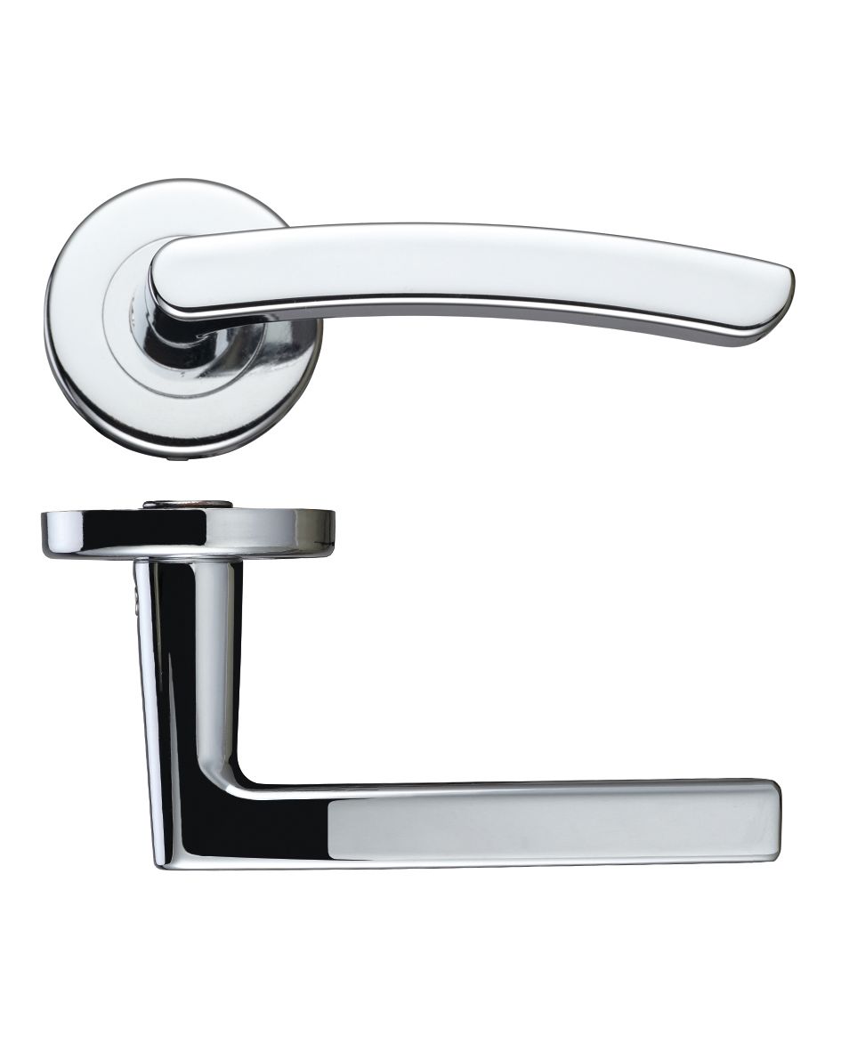 Zoo Hardware ZCZ020CP Santiago Lever Door Handle - Push On Rose -115mm x 65mm Polished Chrome