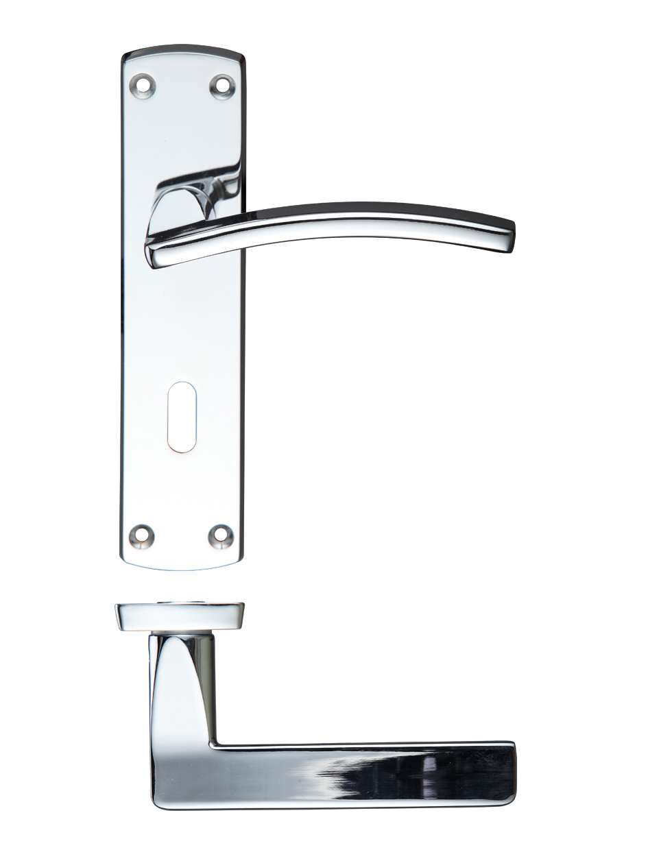 Zoo Hardware ZCZ031CP Toledo Lever Lock (57mm c/c) On Backplate 170mm x 40mm Polished Chrome