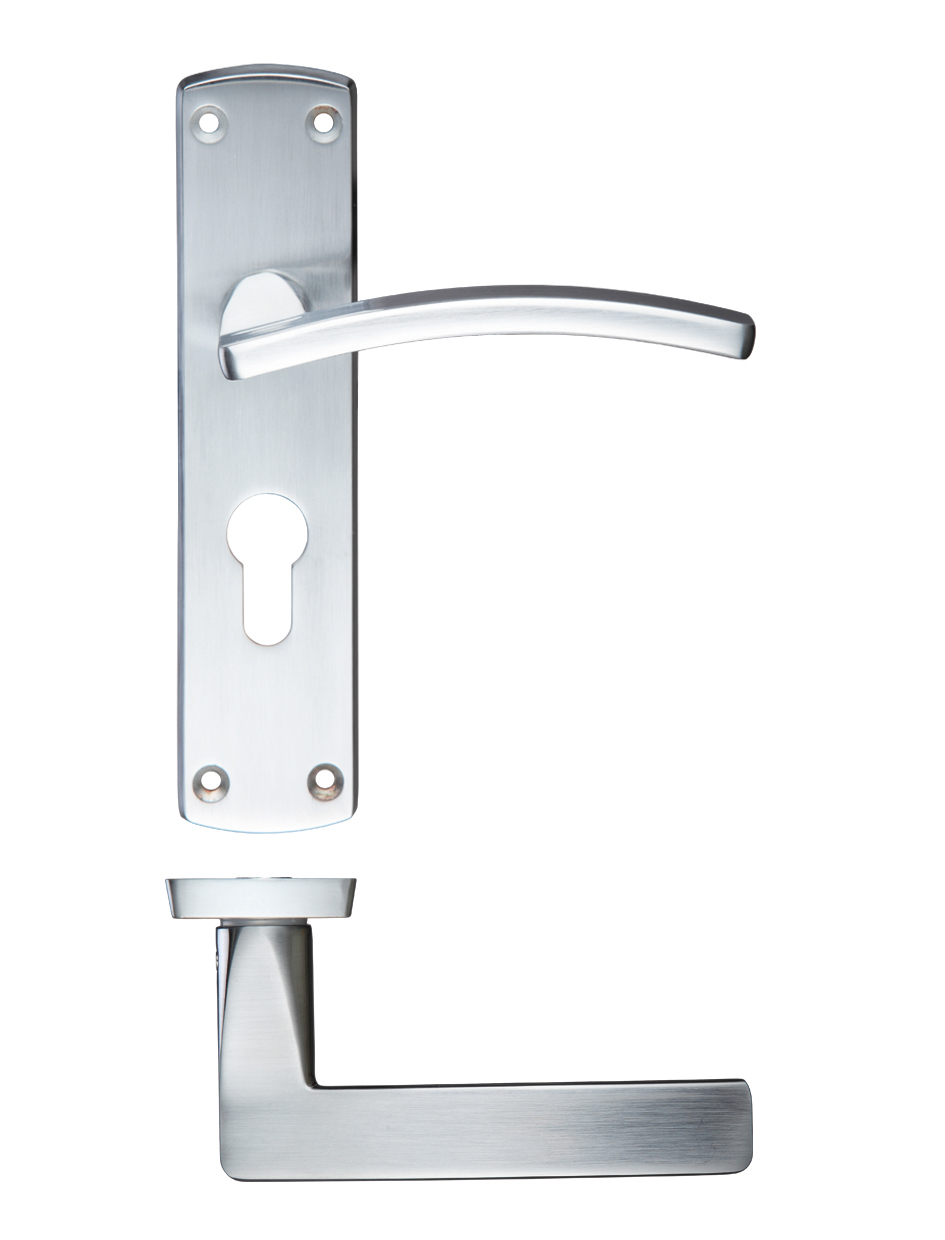 Zoo Hardware ZCZ031EPSC Toledo Lever Euro Lock (47.5mm c/c) On Backplate 170x40mm Satin Chrome