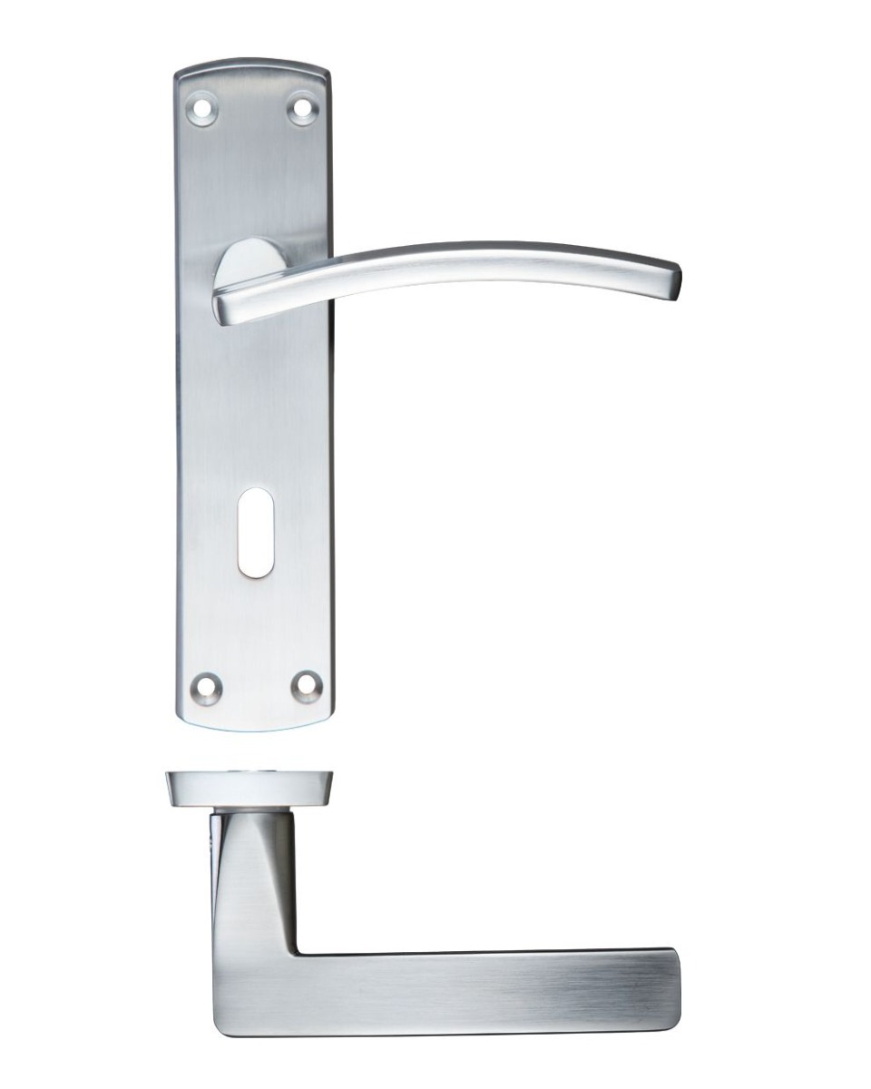 Zoo Hardware ZCZ031SC Toledo Lever Lock (57mm c/c) On Backplate 170mm x 40mm Satin Chrome