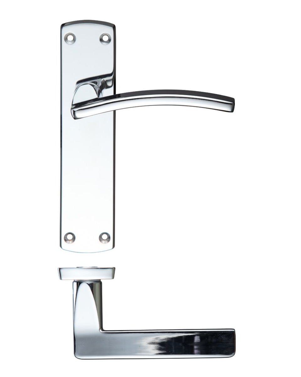 Zoo Hardware ZCZ032CP Toledo Lever Latch On Backplate 170mm x 40mm Polished Chrome