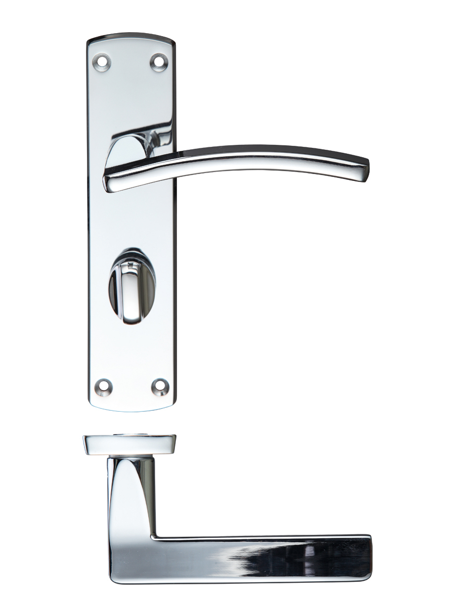 Zoo Hardware ZCZ033CP Toledo Lever Bathroom (57mm c/c) On Backplate 170mm x 40mm Polished Chrome
