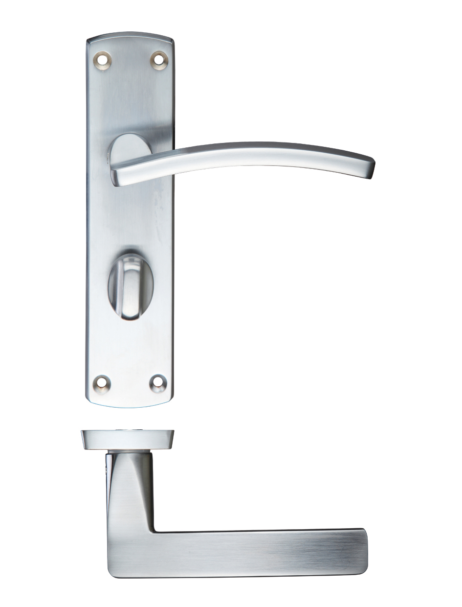 Zoo Hardware ZCZ033SC Toledo Lever Bathroom (57MM c/c) On Backplate 170mm x 40mm Satin Chrome