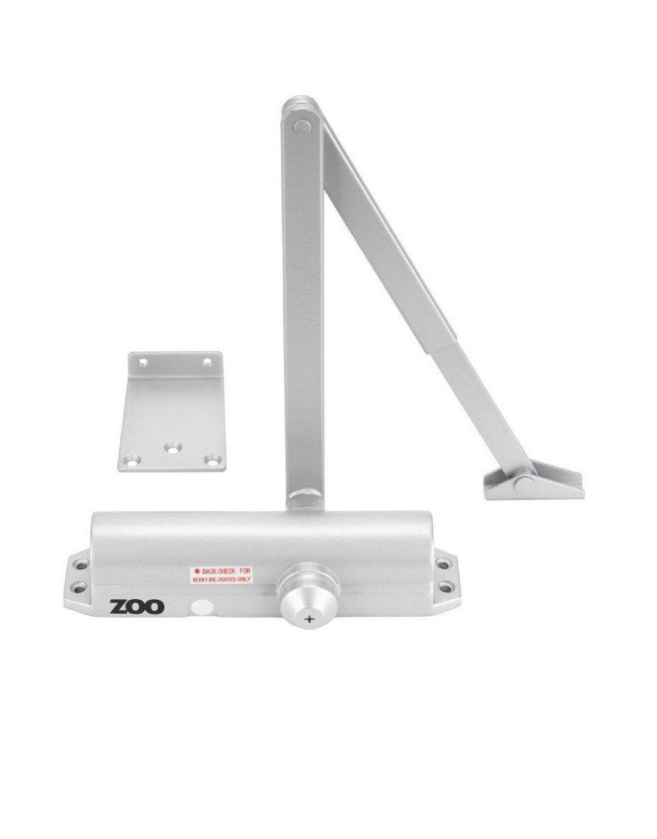 Zoo Hardware Size 2-4 Template Selectable Closer - Silver  - Flat Arm  ZDC0024S-NC-SE