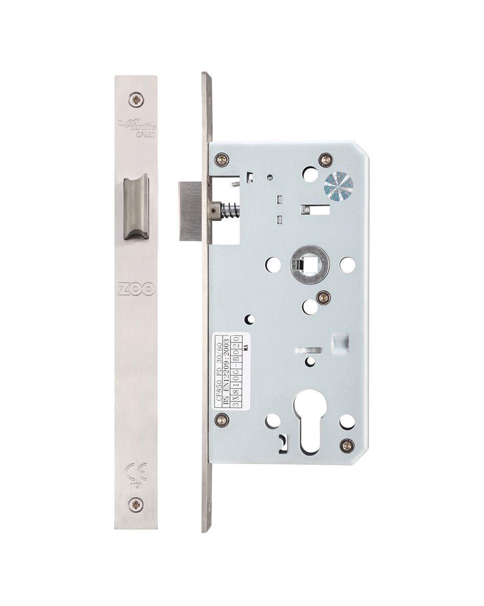 Zoo Hardware ZDL0055LSS Din Latch - Backset 55mm Satin Stainless