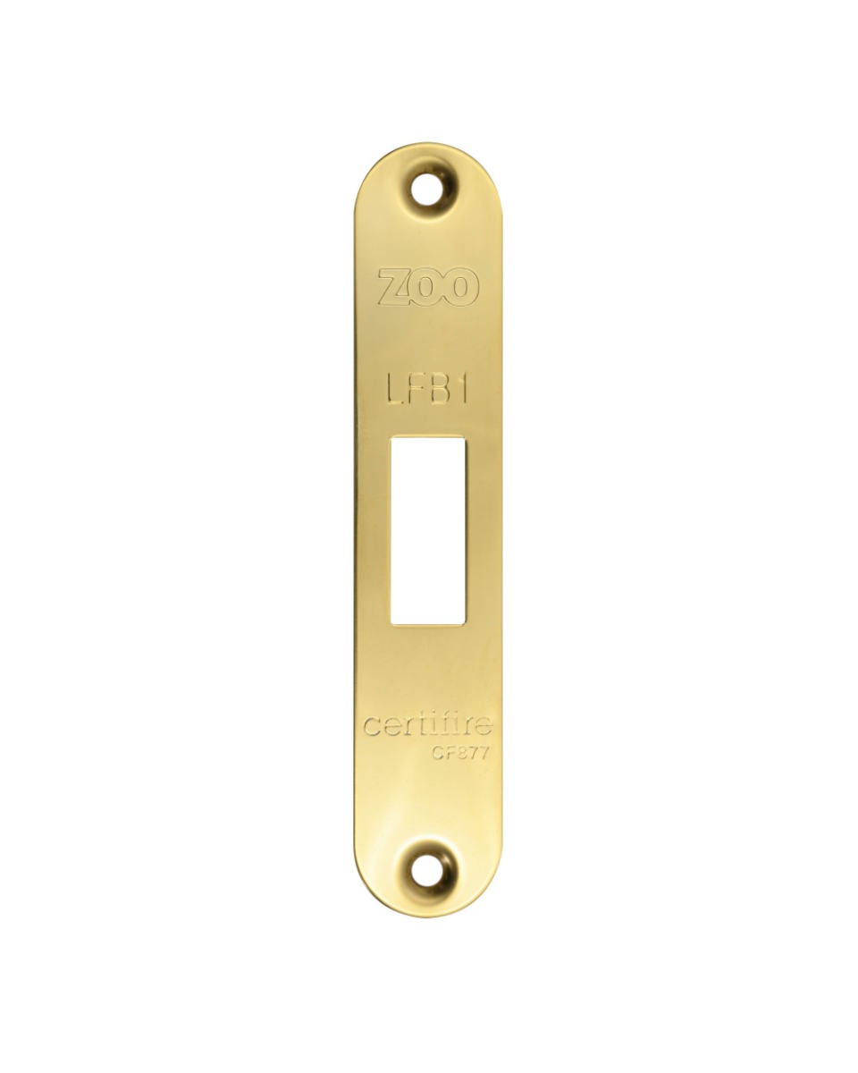 Zoo hardware Radius Forend, Strike and Escutcheon Pack For ZFB01 Fire Brigade Lock PVD Polsihed Brass ZFBAP01-R-PVDPB